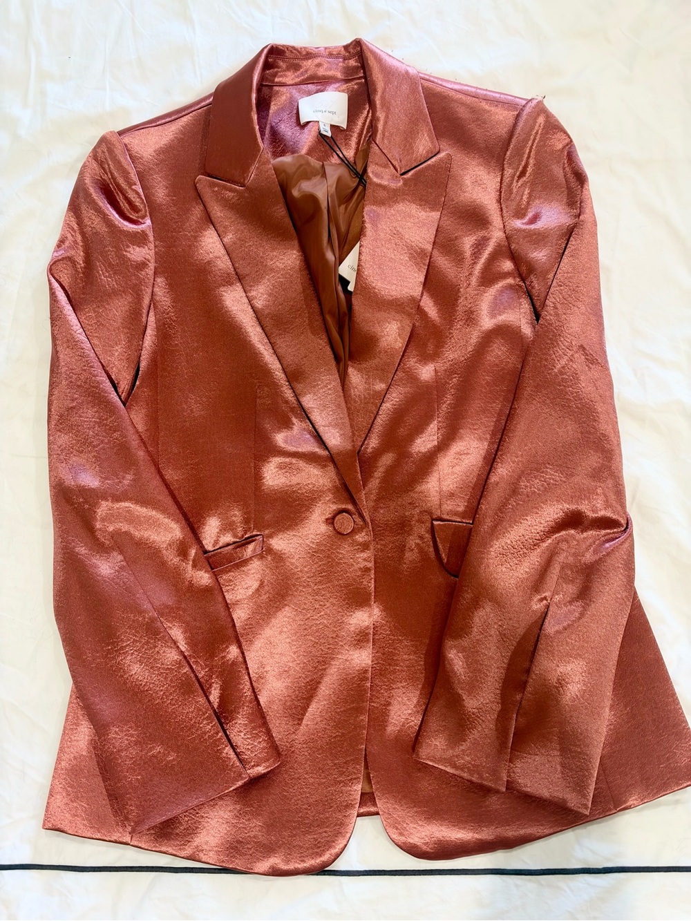 NWT Cinq à Sept Karis Metallic Satin Blazer Copper Size 6 $495